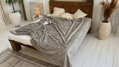 Покрывало шарпей, Полуторный 150х200 Светло-серое полоса 4см