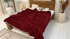 Покрывало шарпей, Двойной 180*200 Бордовое полоса 4см